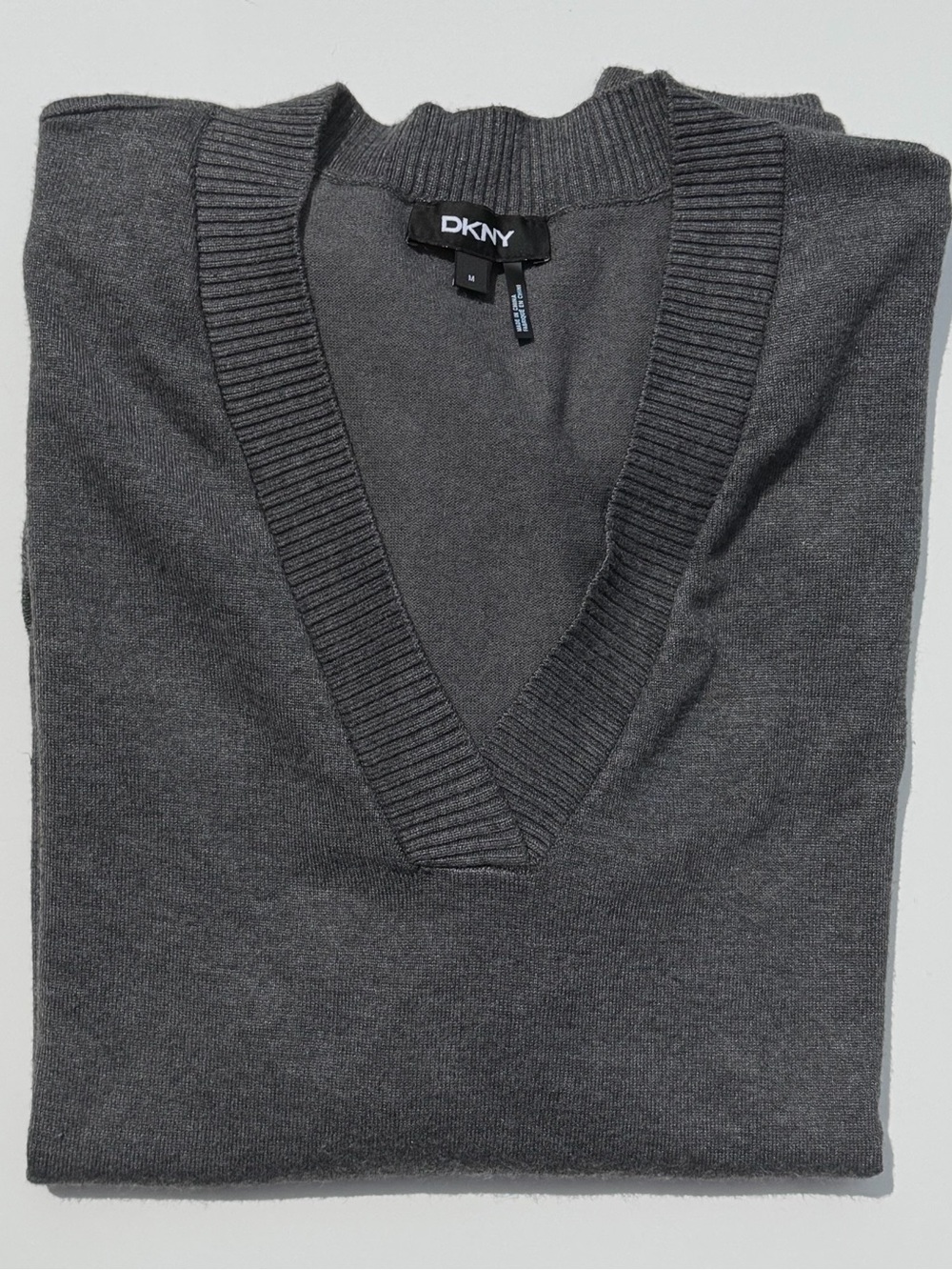 DKNY Women's Dark Charcoal V-Neck Sweater